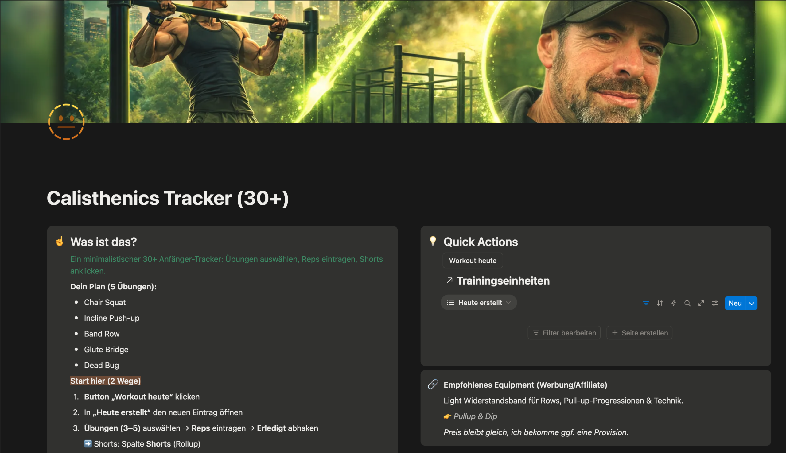 Notion Calisthenics Tracker Preview 1