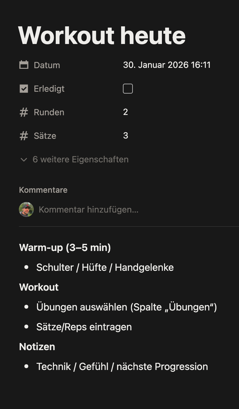 Notion Calisthenics Tracker Preview 2